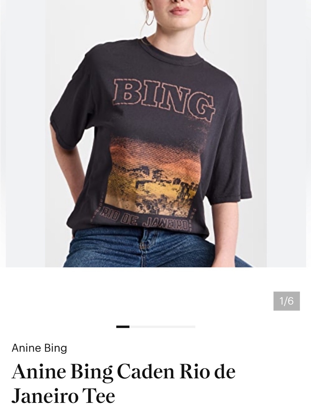 Anine Bing Rio De Janeiro Graphic Tee XS Oversized Organic Cotton